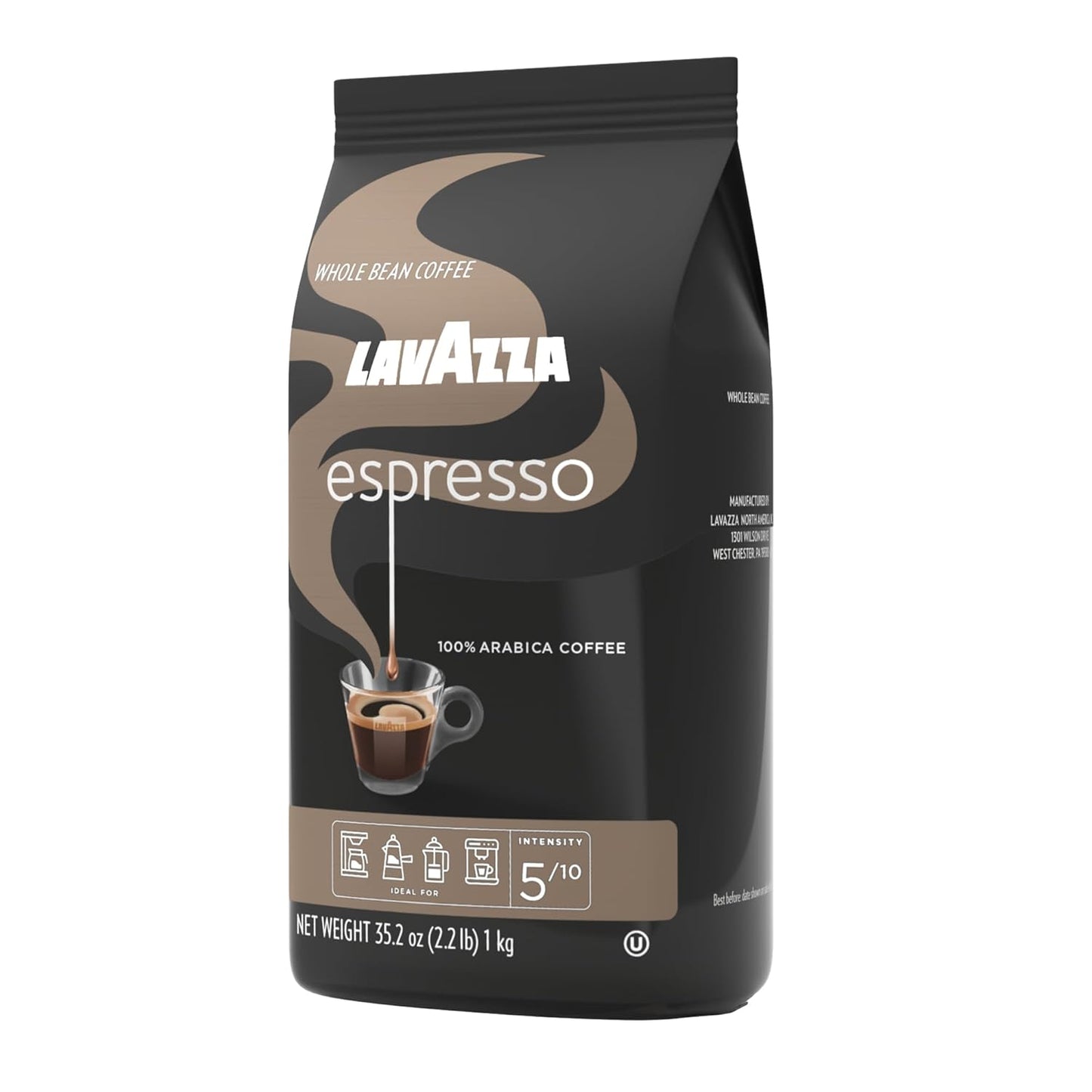 Lavazza - Espresso Whole Bean Coffee - Medium Roast - 100% Arabica - 2.2 lb Bag - Pack of 1 - Deals4Coffee