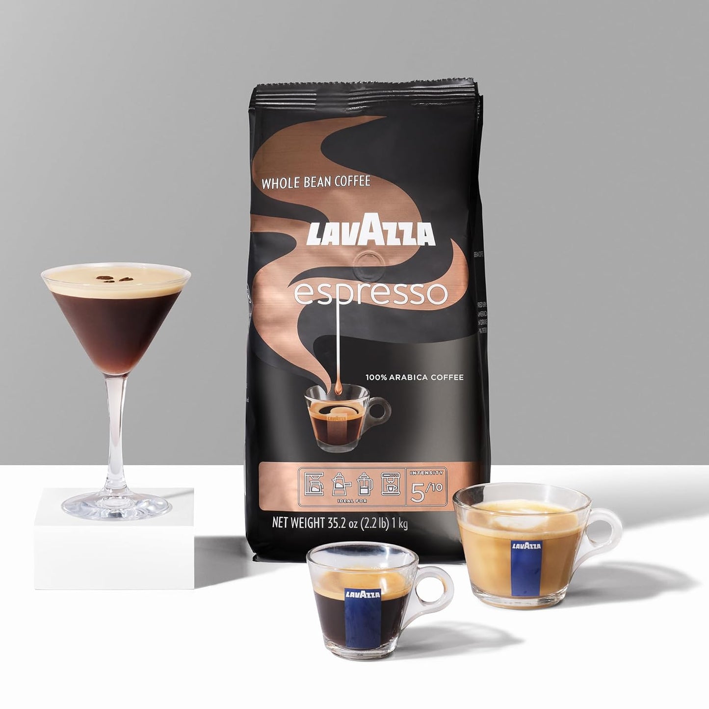 Lavazza - Espresso Whole Bean Coffee - Medium Roast - 100% Arabica - 2.2 lb Bag - Pack of 1 - Deals4Coffee