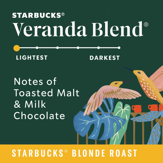 Starbucks-Whole Bean Coffee-Blonde Roast Coffee-Veranda Blend-100% Arabica-6 bags (12 oz each) - Deals4Coffee