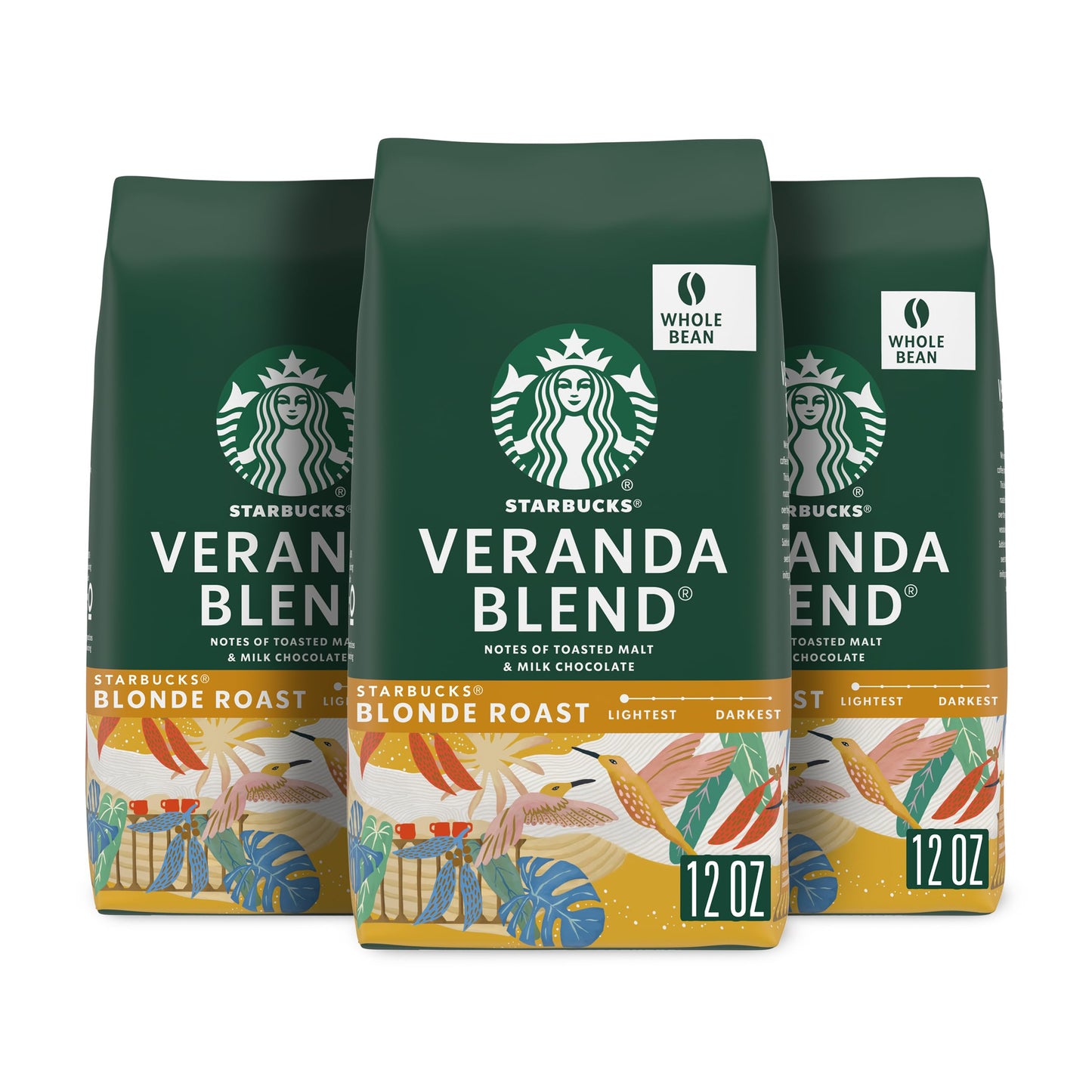 Starbucks-Whole Bean Coffee-Blonde Roast Coffee-Veranda Blend-100% Arabica-6 bags (12 oz each) - Deals4Coffee