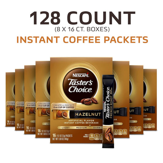 Nescafe-Taster's Choice Instant Coffee Beverage-Hazelnut-16 count (Pack of 8) - Deals4Coffee