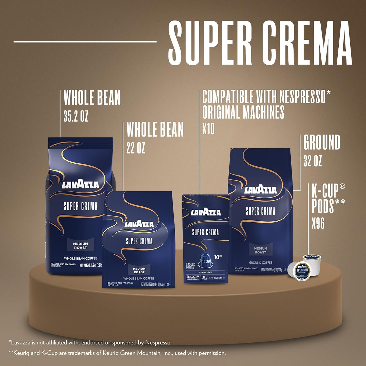 Lavazza Super Crema - Lavazza Super Crema Whole Bean - Lavazza Super Crema Whole Bean Coffee - Medium Espresso Roast - Arabica and Robusta Blend - Deals4Coffee