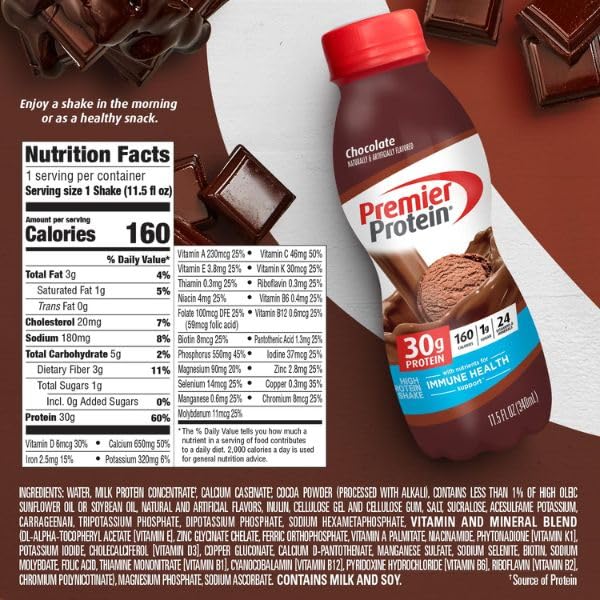 Premier Protein-Shake-Café Latte-30g Protein-1g Sugar-24 Vitamins & Minerals-Nutrients to Support Immune Health 11.5 fl oz-12 Pack - Deals4Coffee