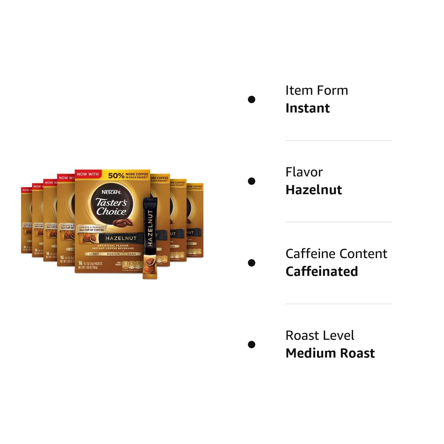 Nescafe-Taster's Choice Instant Coffee Beverage-Hazelnut-16 count (Pack of 8) - Deals4Coffee