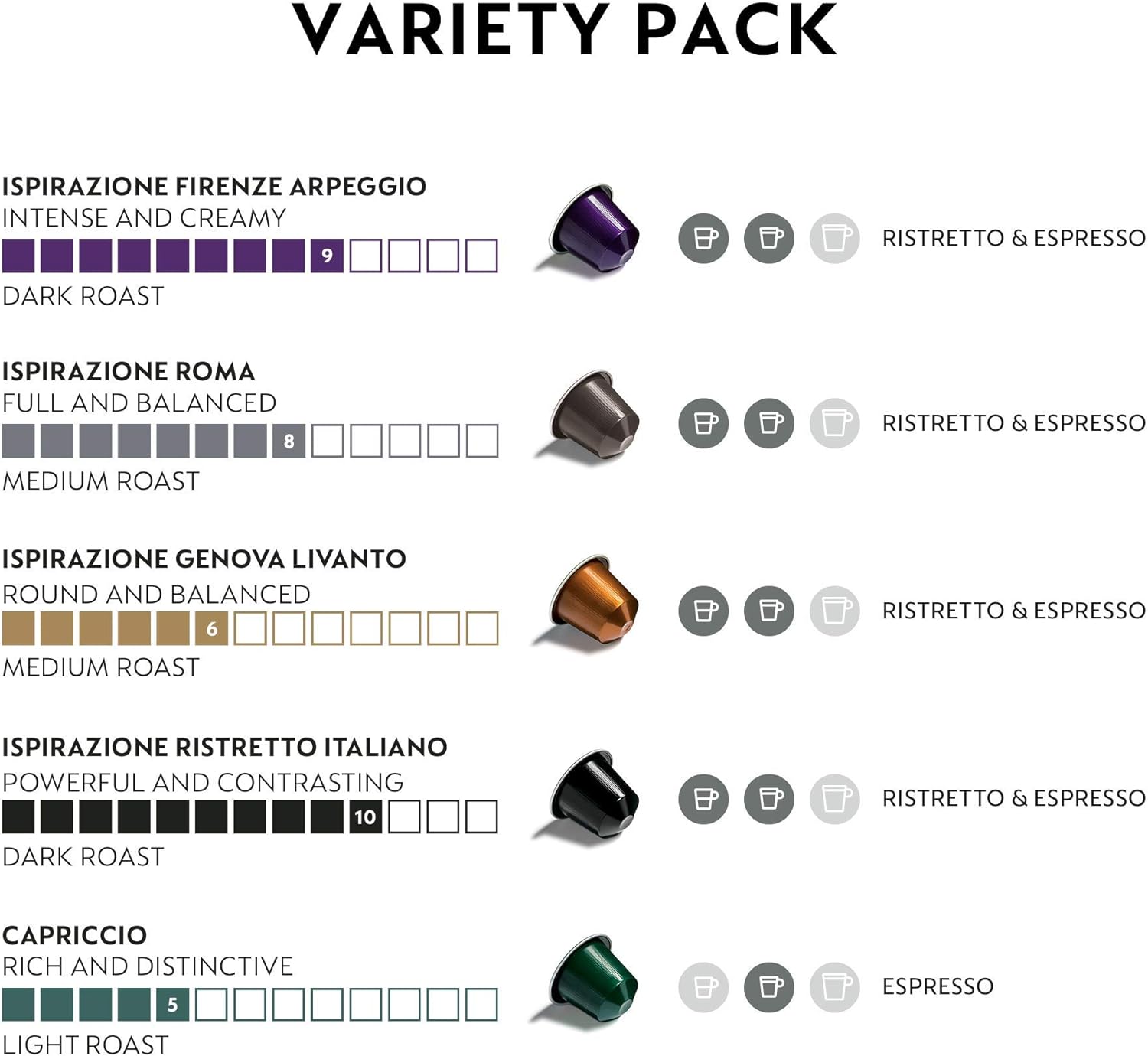 Nespresso-Capsules Original Line-Ispirazione Variety Pack-Medium & Dark Roast Espresso Coffee-50 Count Coffee Pods - Deals4Coffee