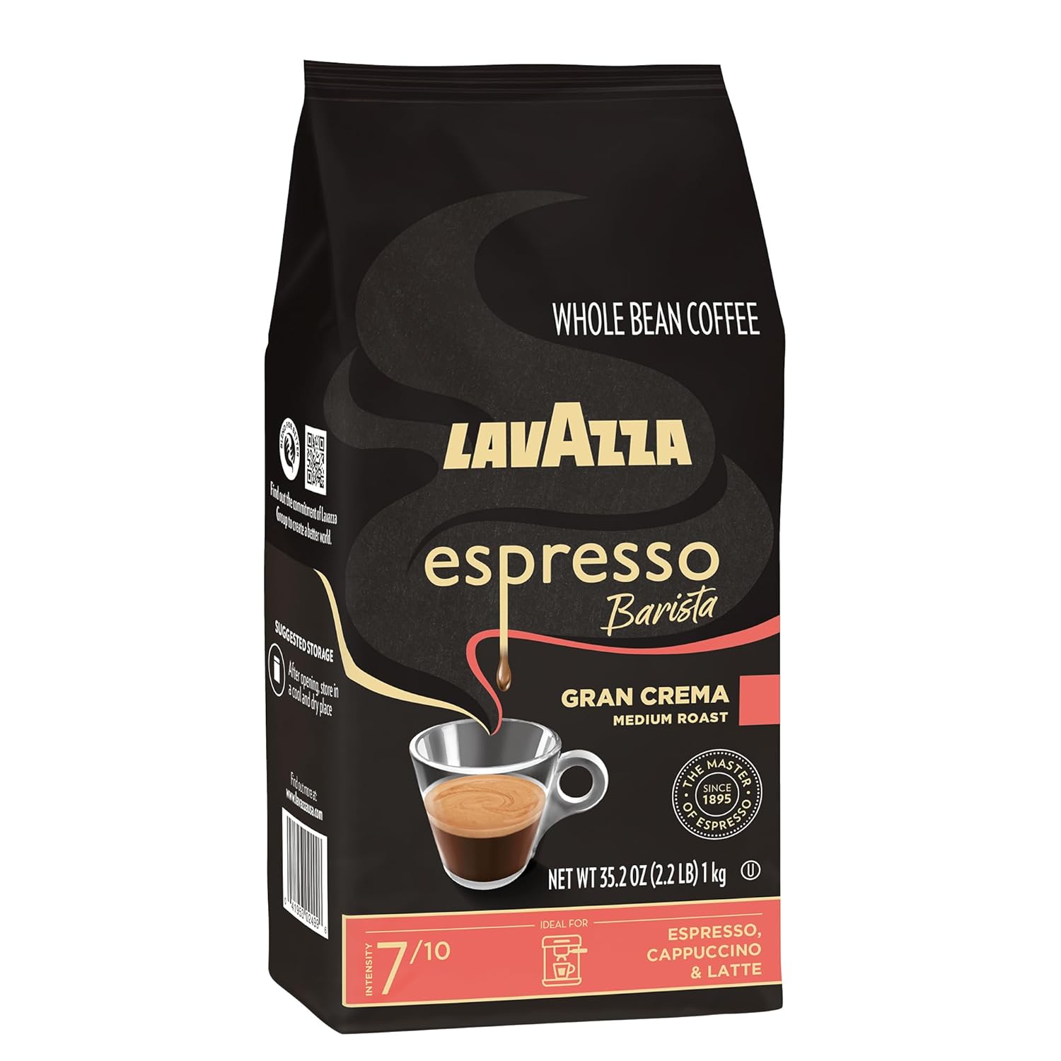 Lavazza - Espresso Barista Gran Crema - Whole Bean Coffee Blend - Medium Espresso Roast - 2.2 LB, 35.2 Ounce - Pack of 1 - Deals4Coffee