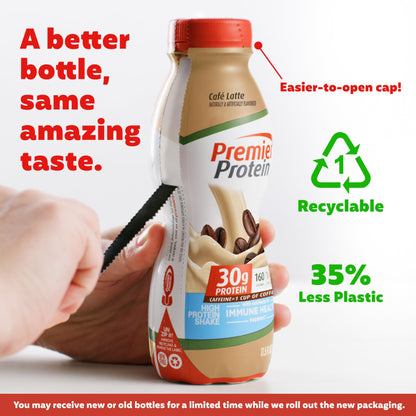 Premier Protein-Shake-Café Latte-30g Protein-1g Sugar-24 Vitamins & Minerals-Nutrients to Support Immune Health 11.5 fl oz-12 Pack - Deals4Coffee