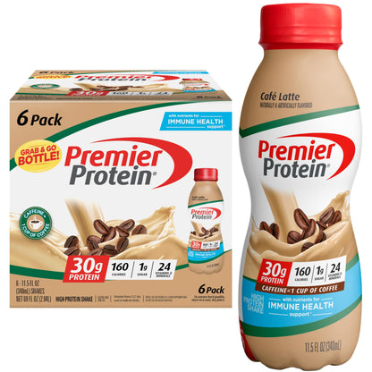 Premier Protein-Shake-Café Latte-30g Protein-1g Sugar-24 Vitamins & Minerals-Nutrients to Support Immune Health 11.5 fl oz-12 Pack - Deals4Coffee