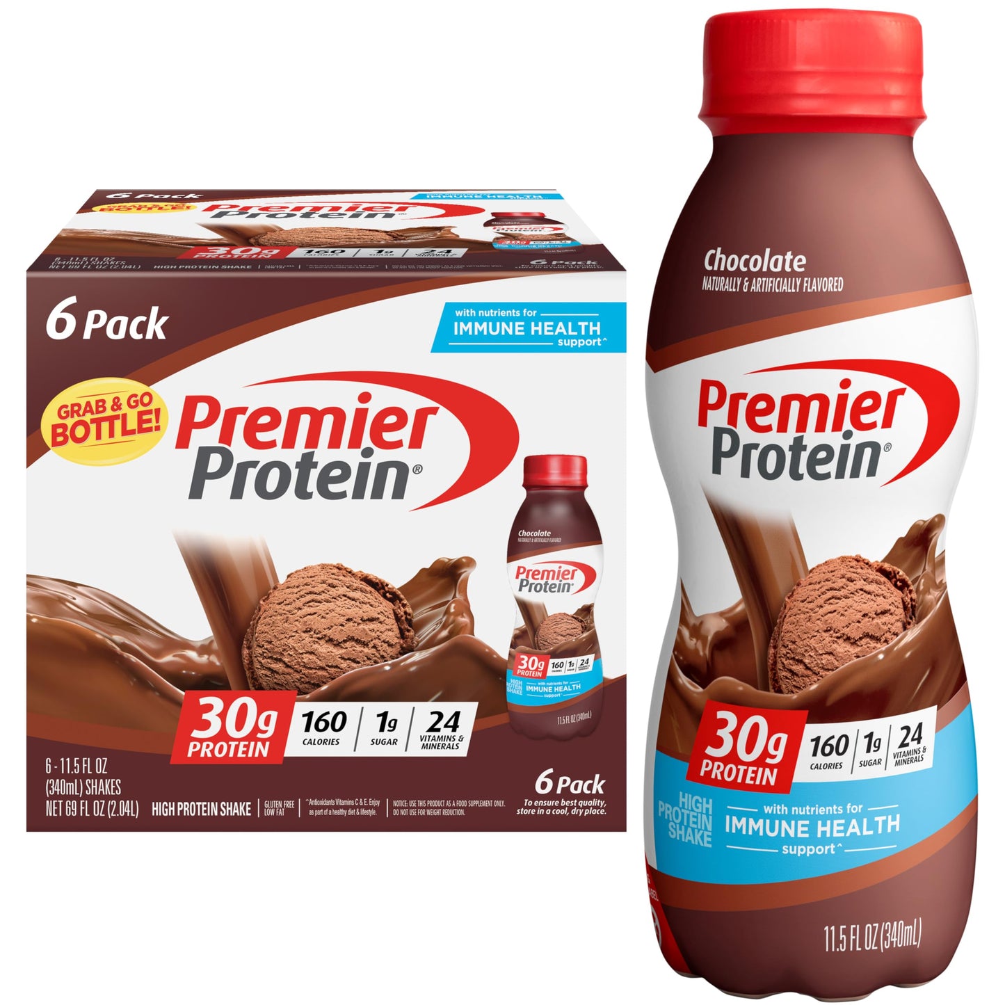 Premier Protein-Shake-Café Latte-30g Protein-1g Sugar-24 Vitamins & Minerals-Nutrients to Support Immune Health 11.5 fl oz-12 Pack - Deals4Coffee
