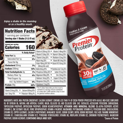 Premier Protein-Shake-Café Latte-30g Protein-1g Sugar-24 Vitamins & Minerals-Nutrients to Support Immune Health 11.5 fl oz-12 Pack - Deals4Coffee