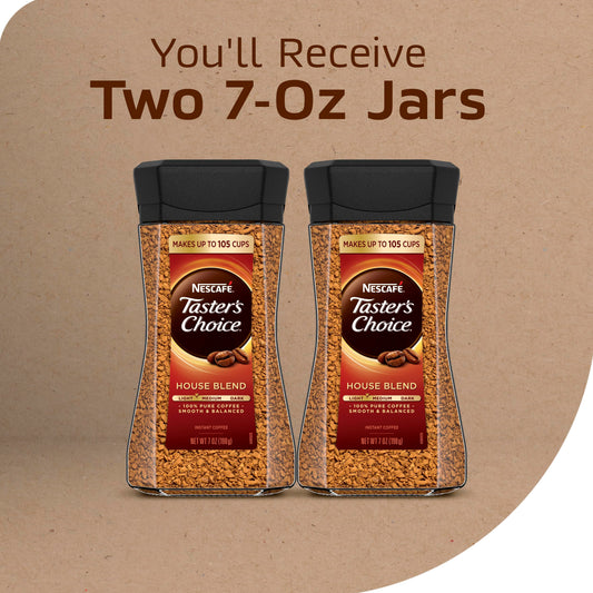 NESCAFÉ-Taster's Choice Instant Coffee-Light Medium Roast-House Blend-2 Jars (7 Oz Each) - Deals4Coffee