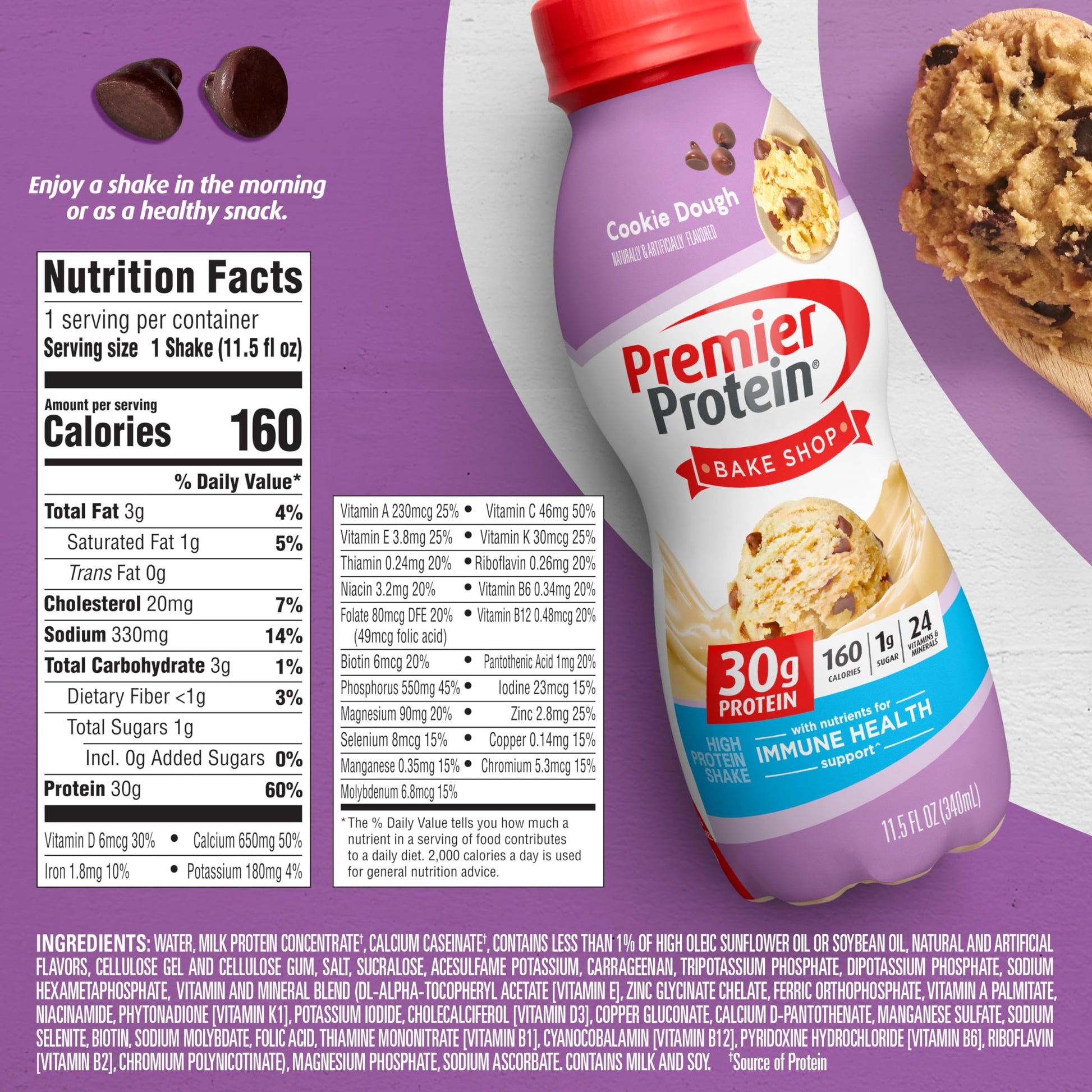 Premier Protein-Shake-Café Latte-30g Protein-1g Sugar-24 Vitamins & Minerals-Nutrients to Support Immune Health 11.5 fl oz-12 Pack - Deals4Coffee