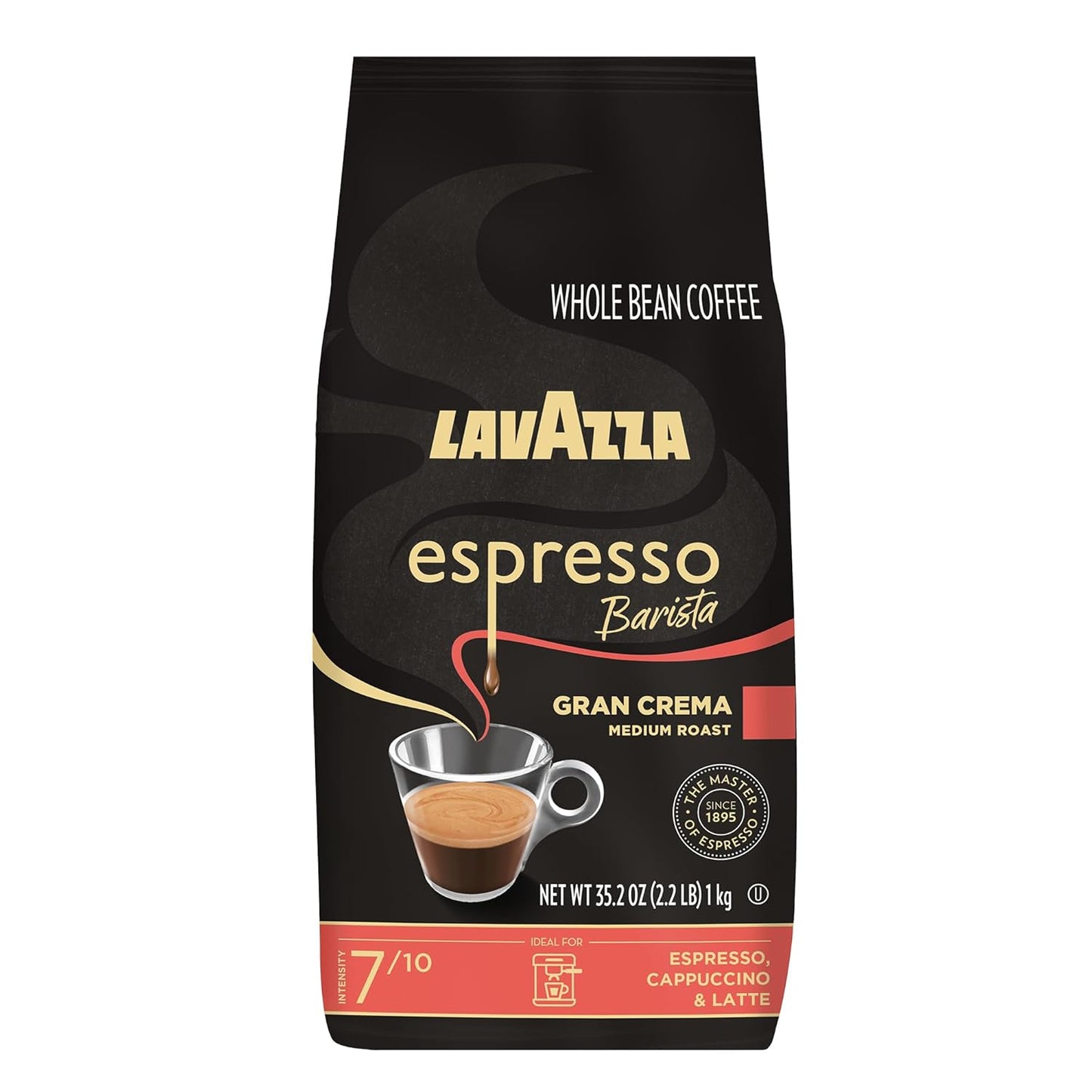 Lavazza - Espresso Barista Gran Crema - Whole Bean Coffee Blend - Medium Espresso Roast - 2.2 LB, 35.2 Ounce - Pack of 1 - Deals4Coffee